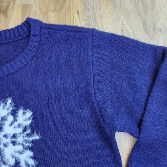 🩵NWT Charter Club Holiday Lane White Fuzzy Snowflake Sweater Youth XLarge - Picture 7 of 10